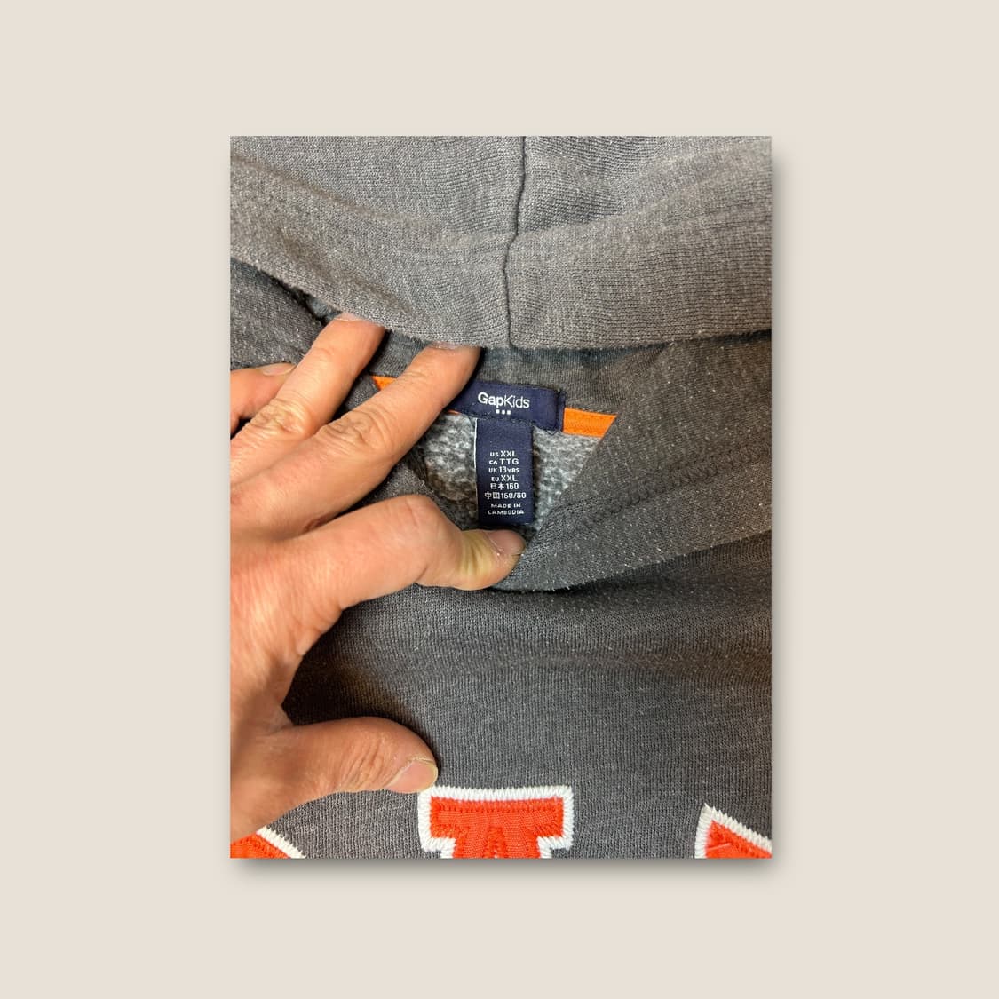 T059 갭 그레이 로고 후드티 상품이미지2