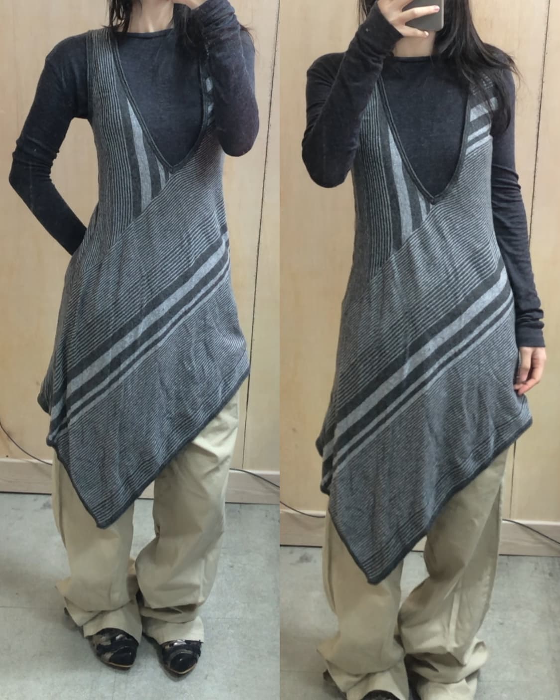 [직수입] 빈티지 에이시메트릭 니트 드레스  상품이미지1