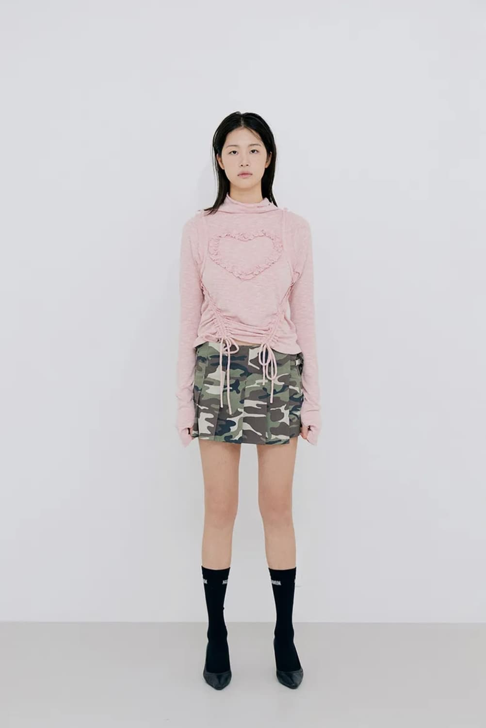 할로미늄 마이크로 플리츠 랩 스커트 / 카모플라주 상품이미지2
