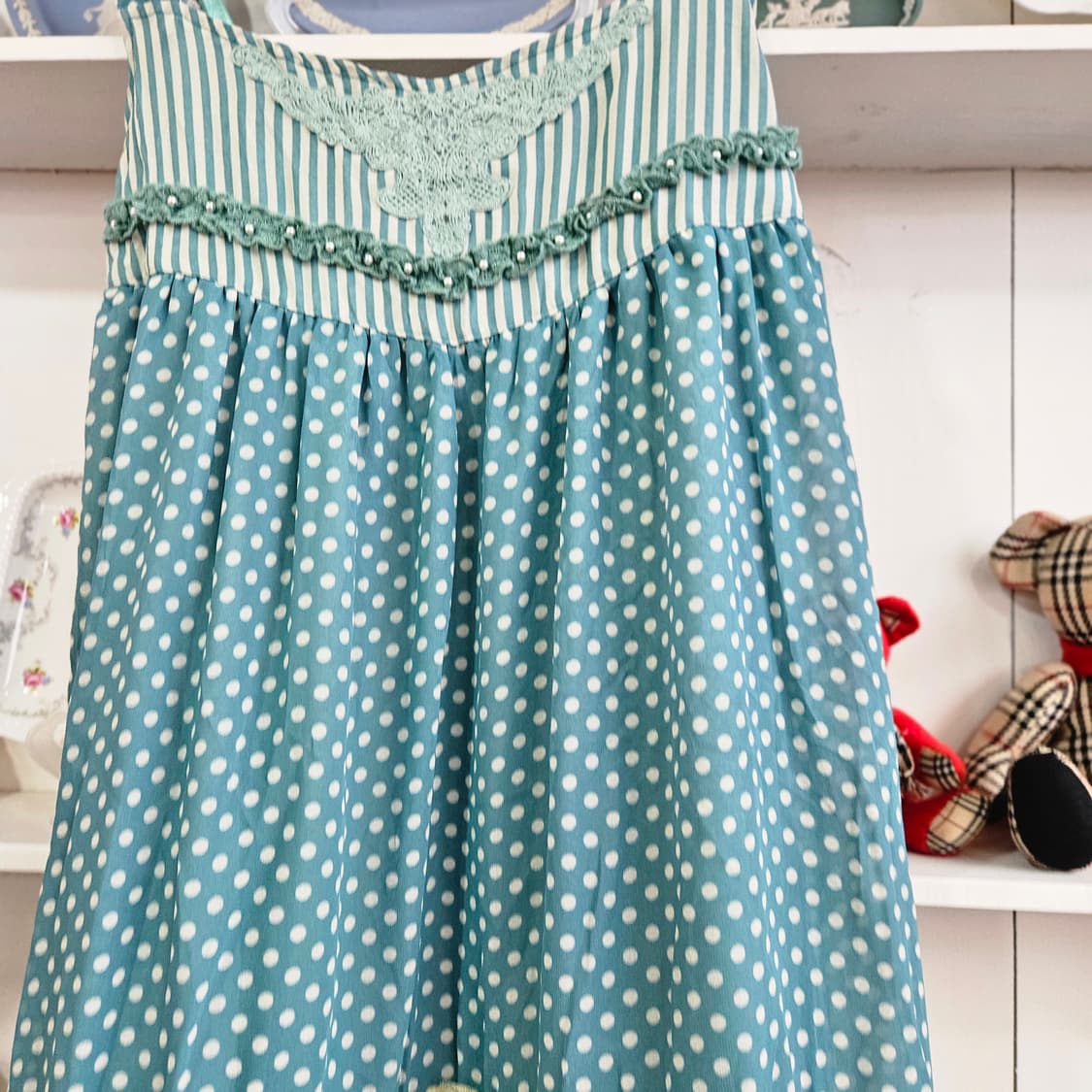 no0327(Axes Femme) 민트 도트 프릴 원피스 상품이미지4