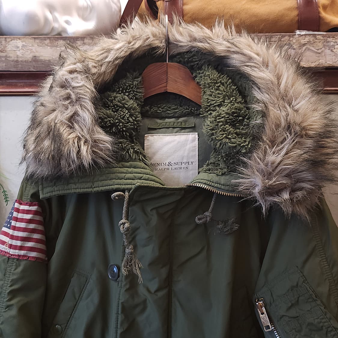 폴로 데님앤서플라이 n3b 다운 패딩 폴로 밀리터리 헤비다운 카키 M  상품이미지4