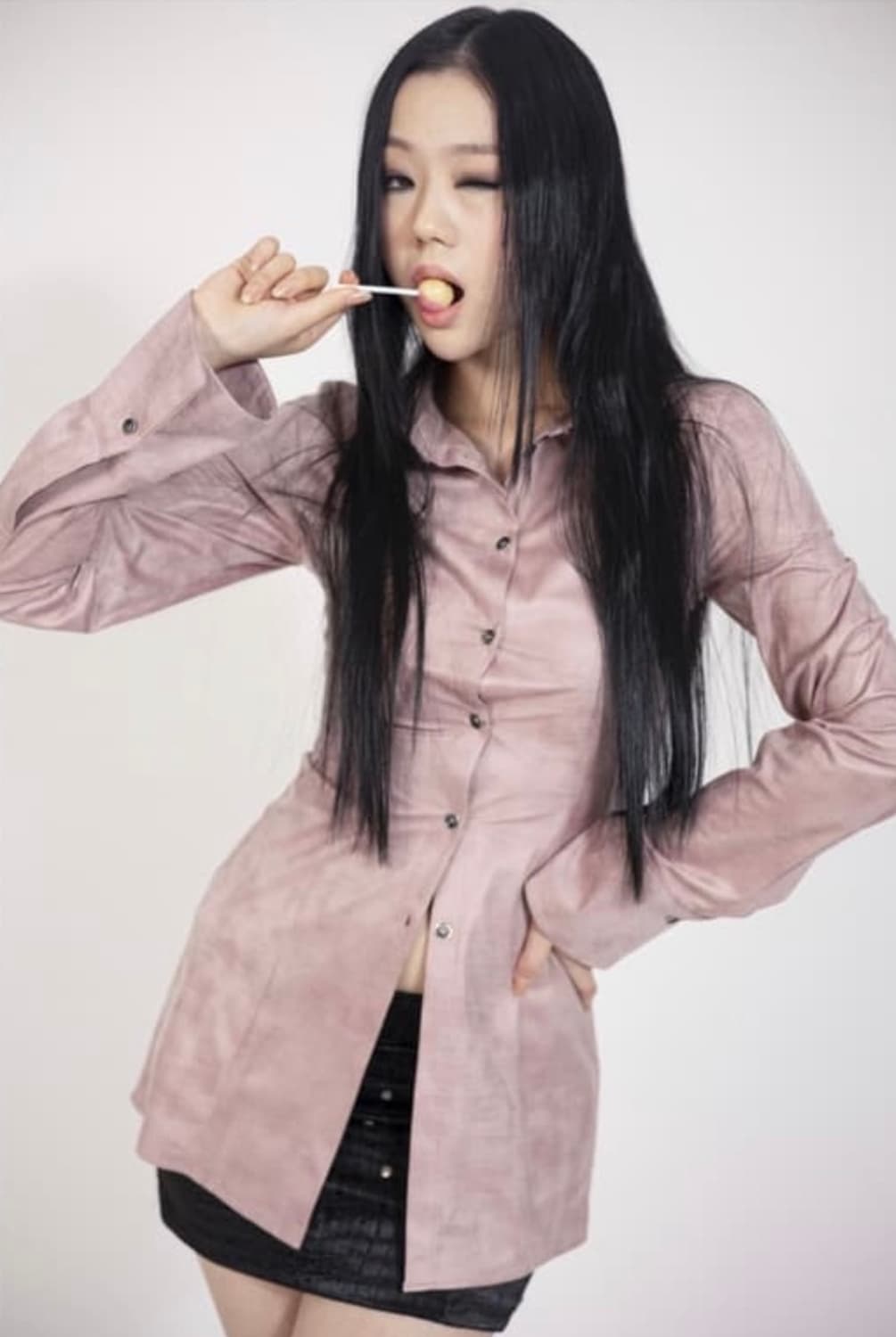 달링유어배드 핑크 스웨이드 셔츠 상품이미지1