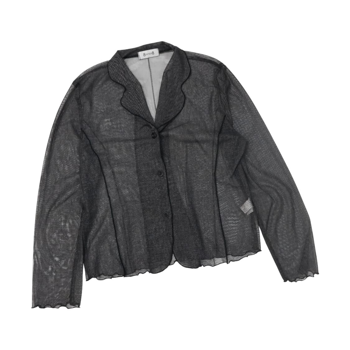 802s08 빈티지 시스루 메쉬 블랙 카라 가디건 셔츠 상품이미지1