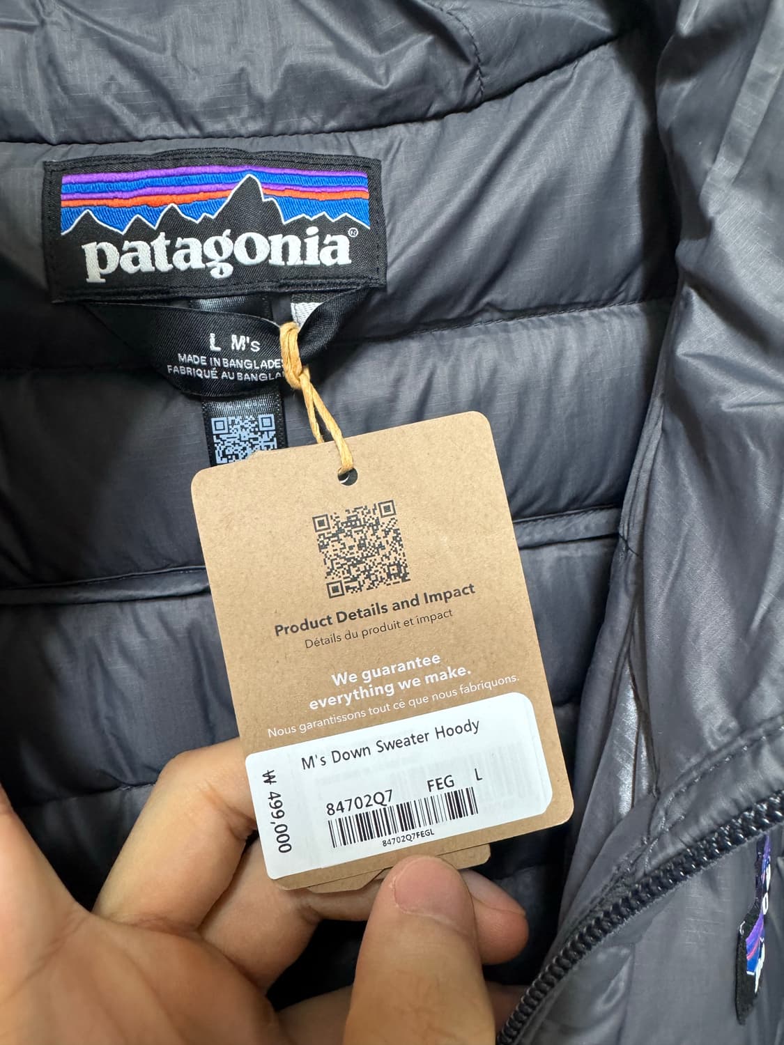 파타고니아 다운스웨터 후디 포지그레이 라지 상품이미지5