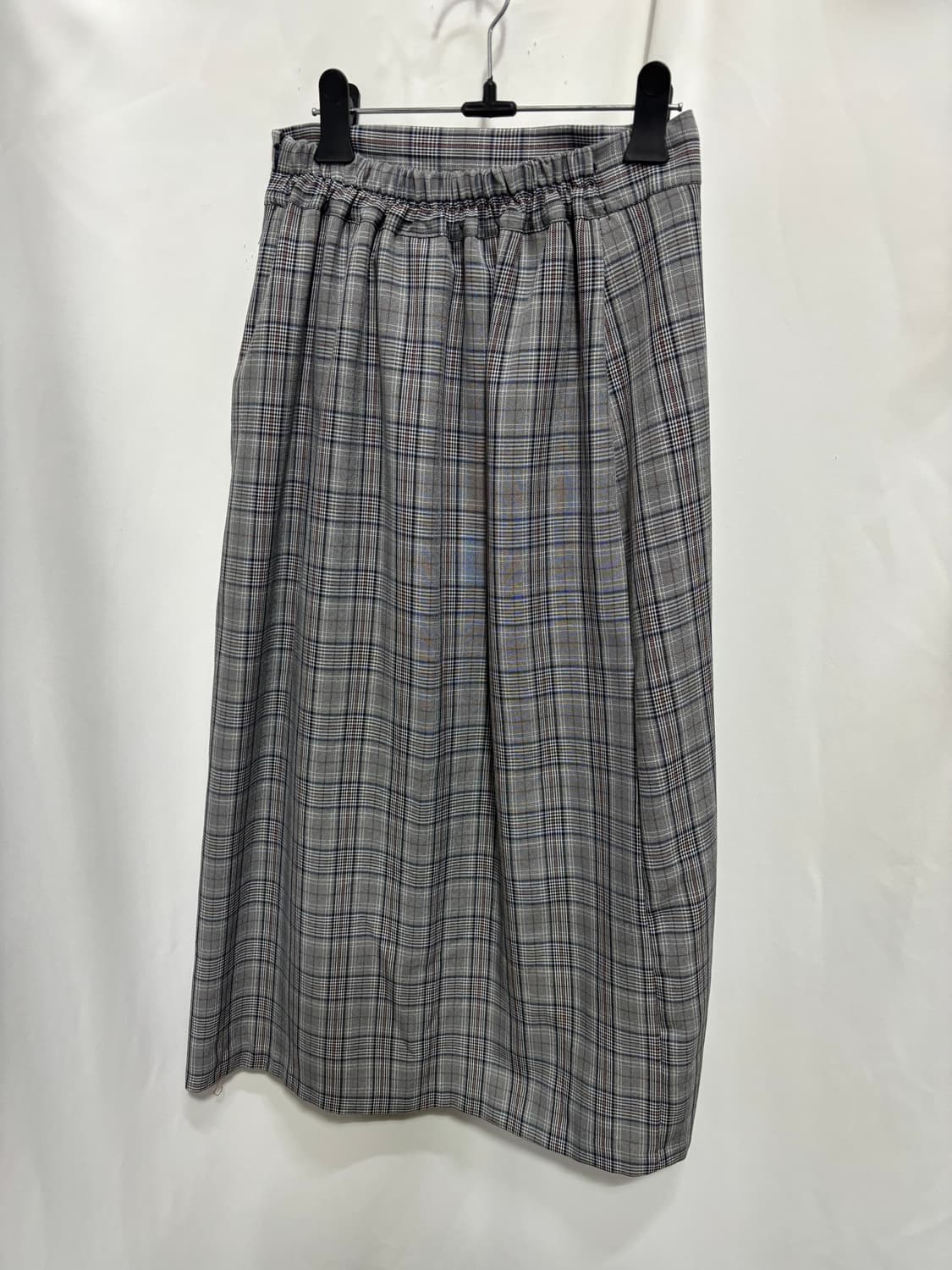 자밀로 그레이 글렌 체크 패턴 앞 슬릿 롱 스커트 상품이미지4