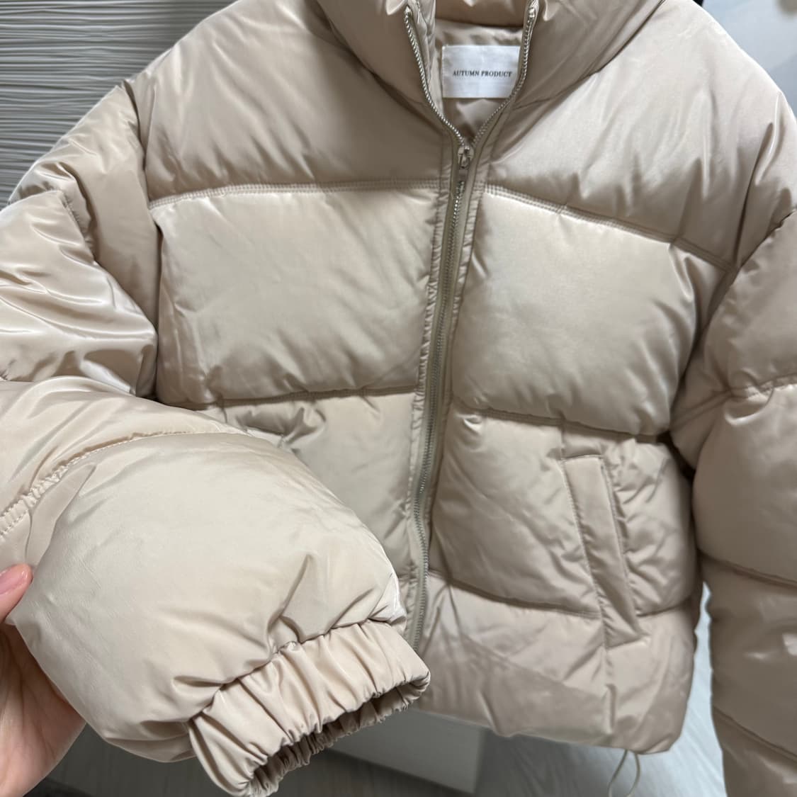 어텀 made 제작 숏패딩 베이지 autumn product 상품이미지4