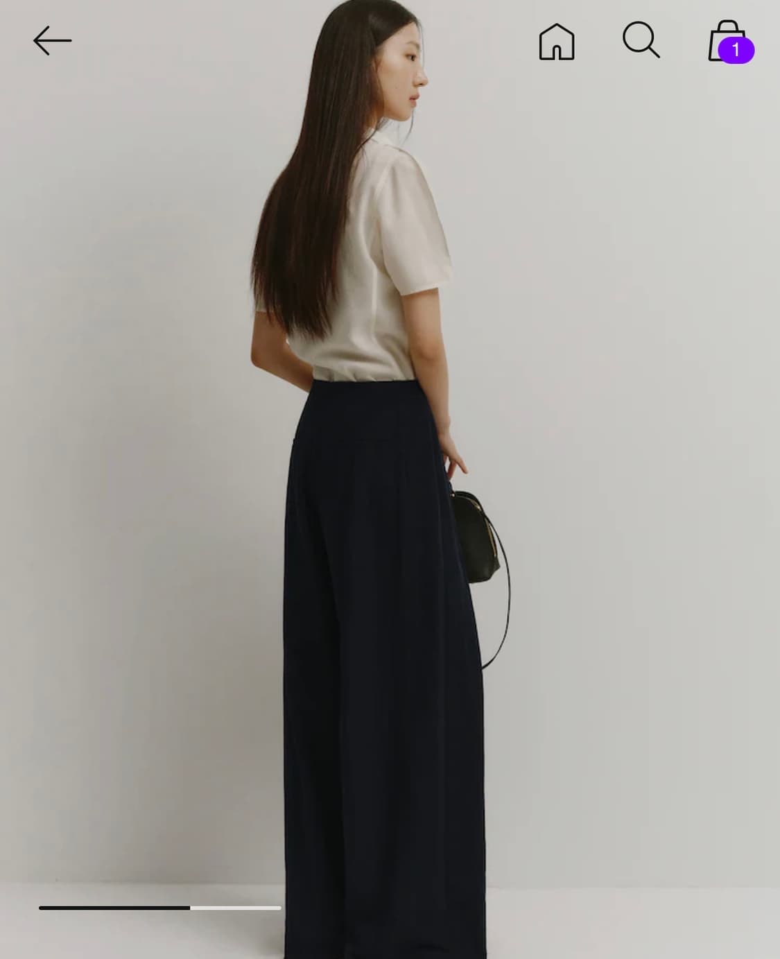 시에 Sie 로이 핀턱 와이드 팬츠 딥네이비 롱 S 상품이미지3