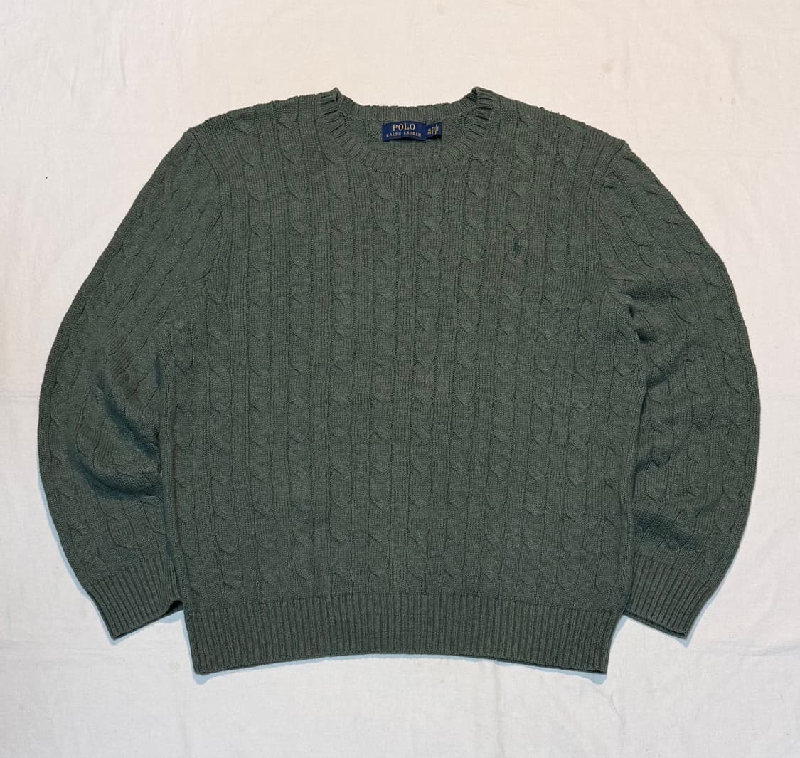 폴로 랄프로렌 말차맛 꽈배기 케이블 니트 그린 상품이미지1