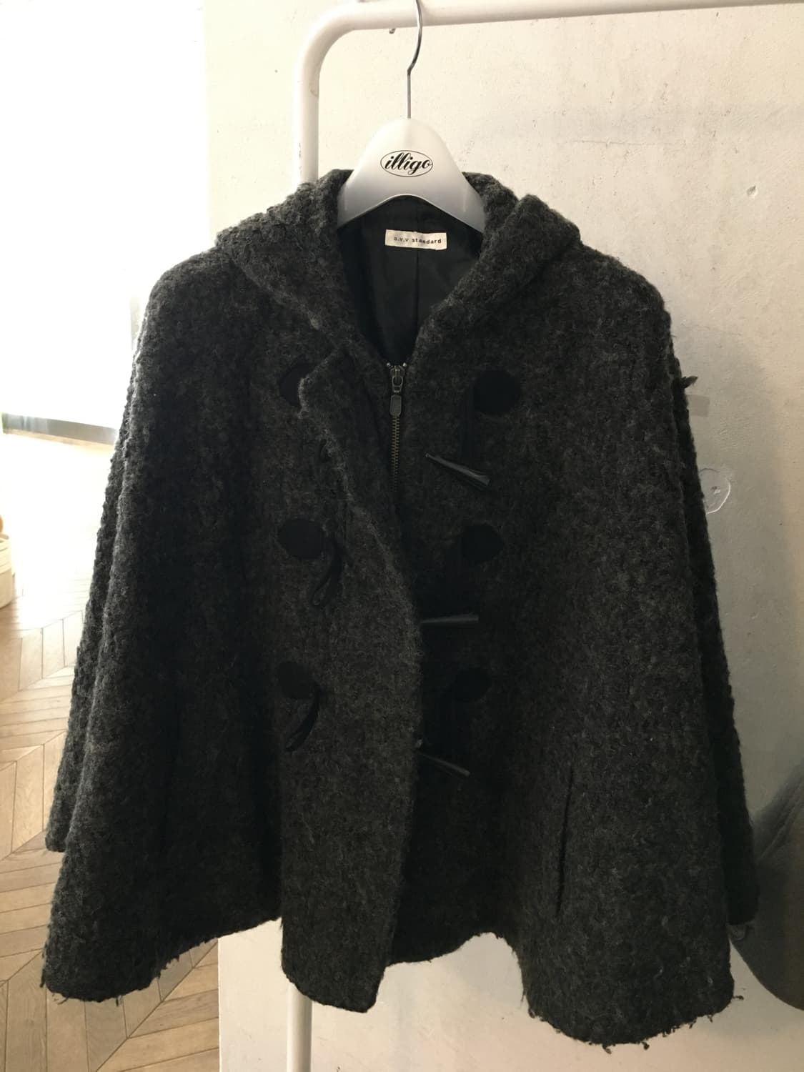 빈티지 케이프 떡볶이 코트 후드 하프코트 사와코 상품이미지1