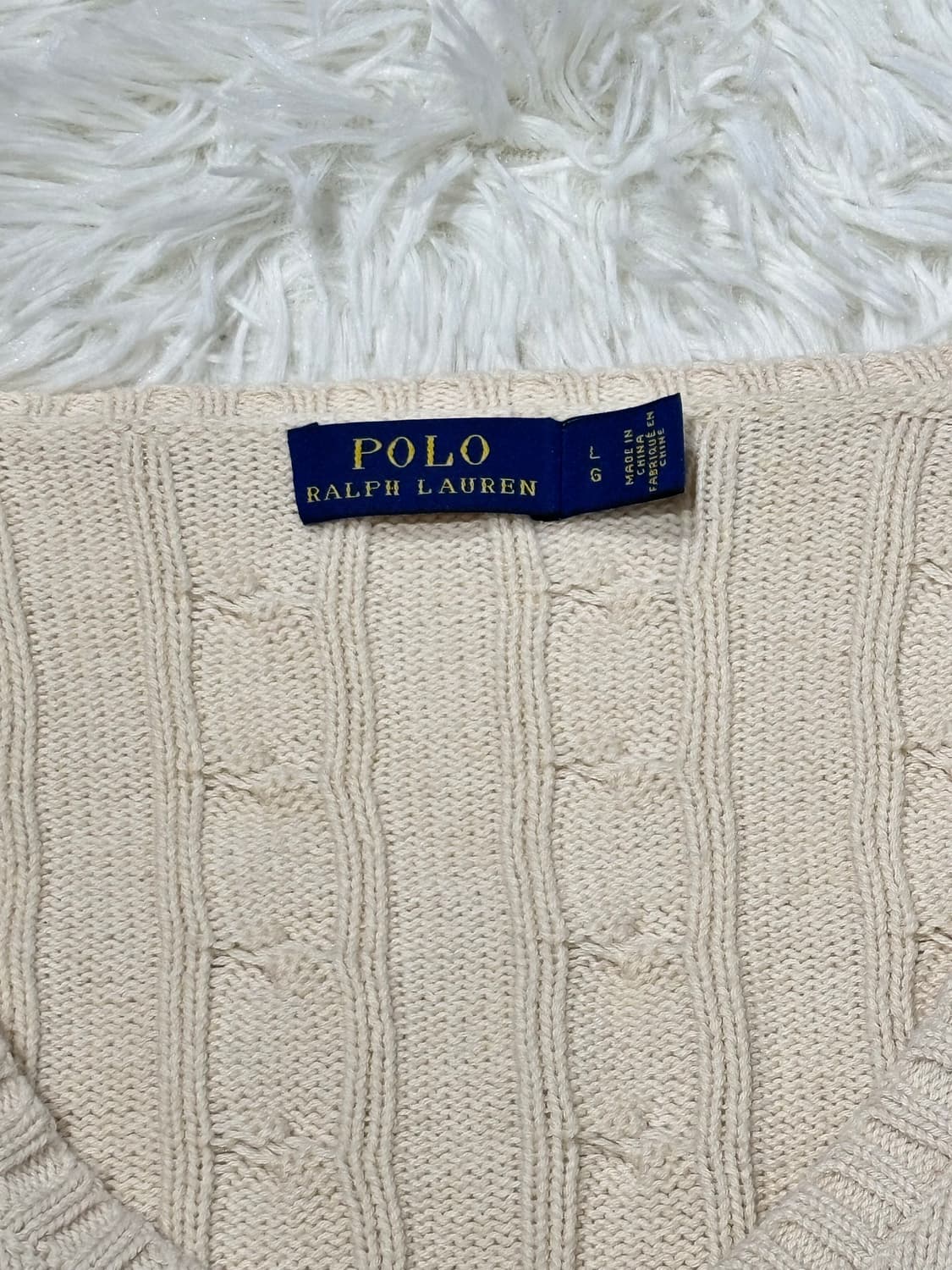 폴로랄프로렌 크림 브이넥 케이블 니트 상품이미지5