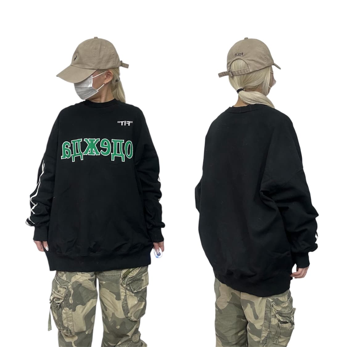 빈티지 블랙 오버핏 사이드 포인트 맨투맨 M 상품이미지1