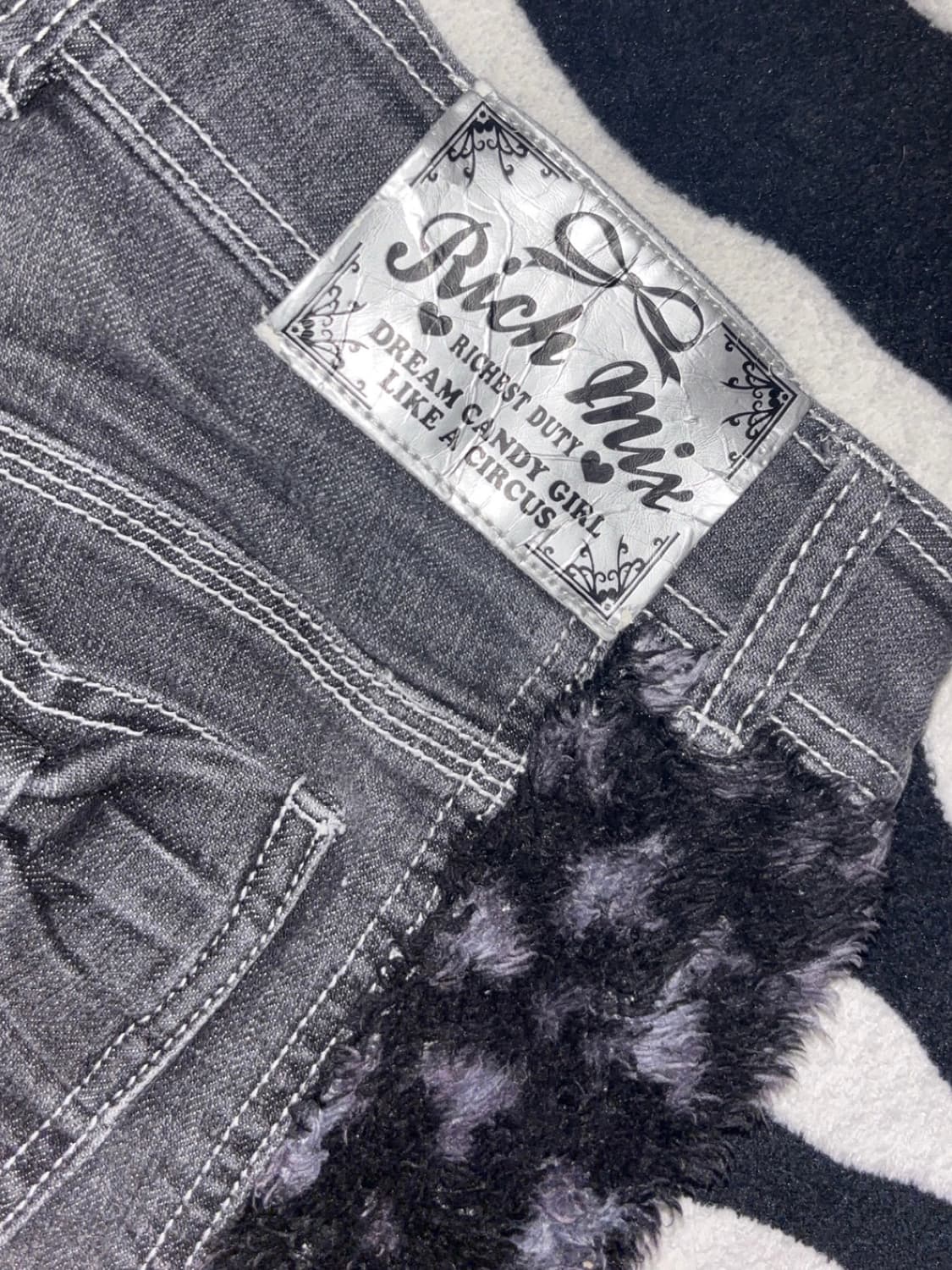 갸루 오네갸루 리본 퍼 반바지  상품이미지2