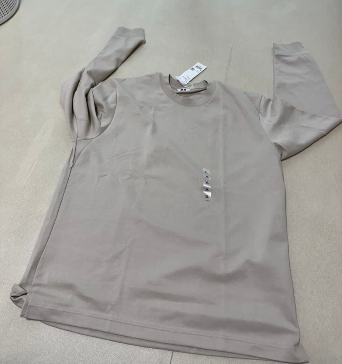 (새상품)유니클로 에어리즘 코튼 크루넥 긴팔티 XL 새상품 상품이미지2