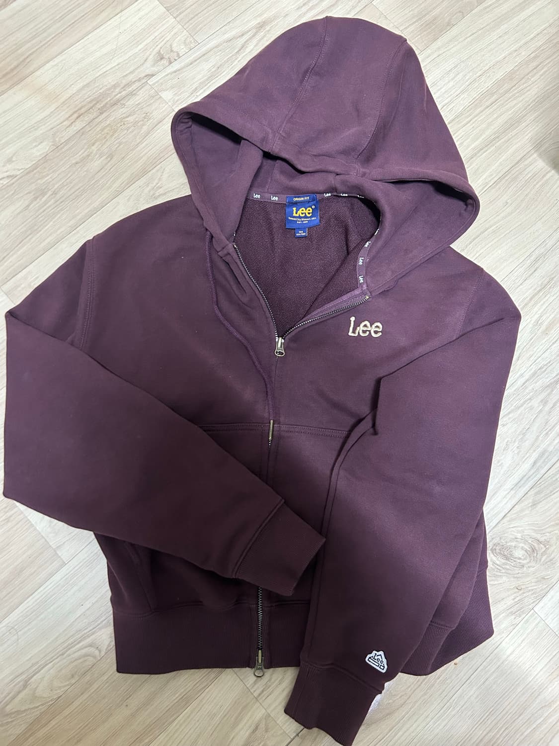 Lee 스몰 트위치 로고 후드 집업 버건디 상품이미지2