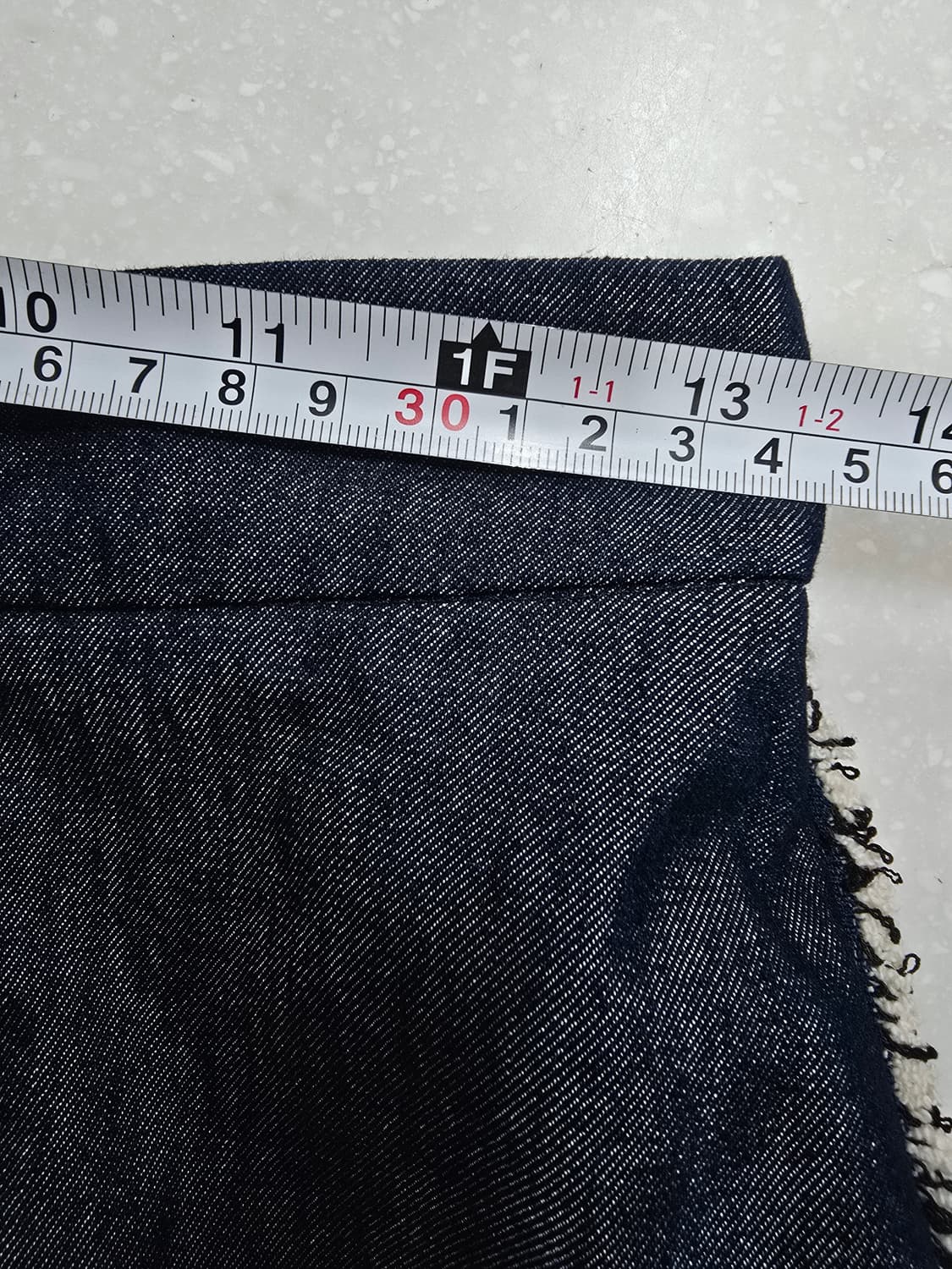 satin 데님 A라인 스커트 트위드 장식 상품이미지6