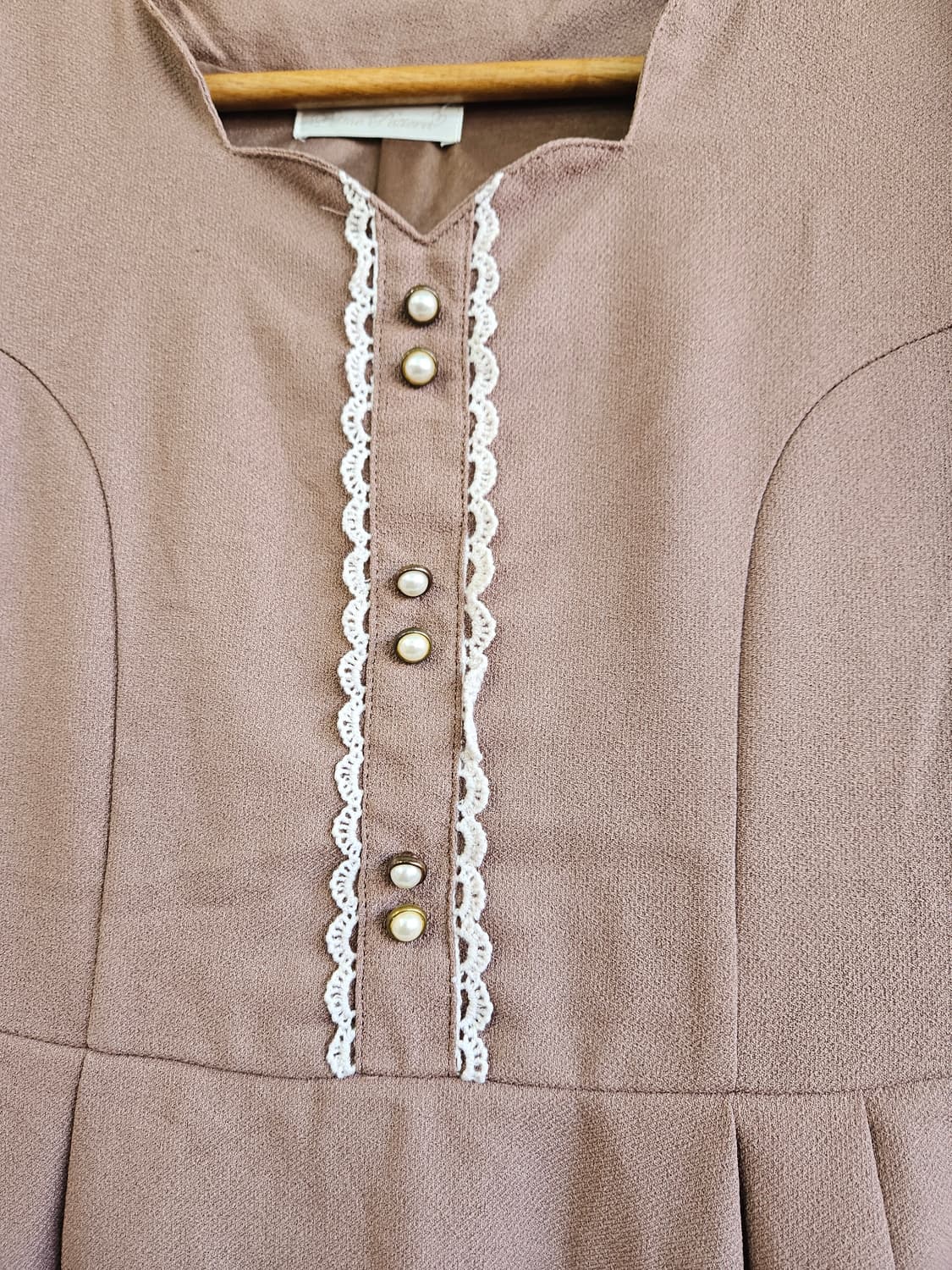 브라운 레이스 퍼프 원피스 상품이미지5