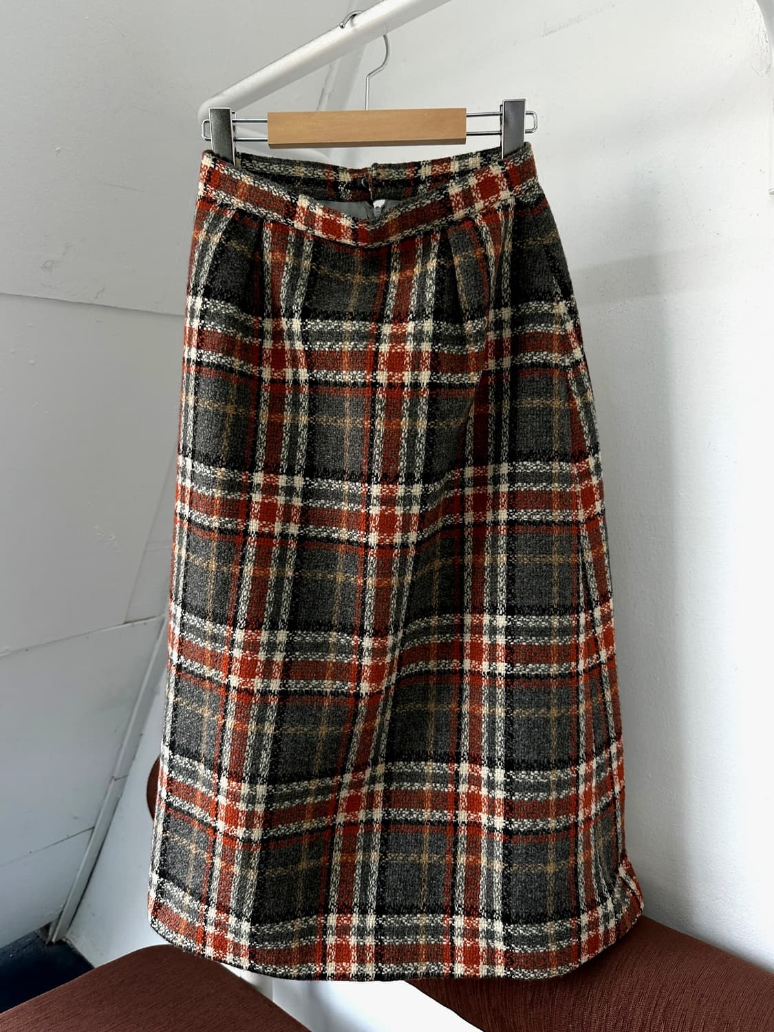 Tweed check fabric wide skirt 상품이미지3
