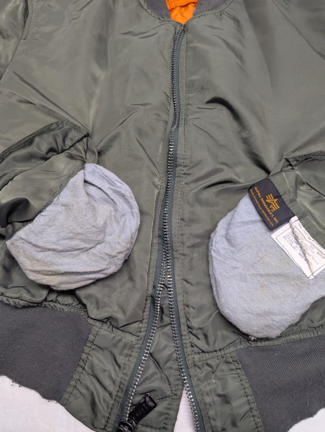 80s 미공군 납품용 알파인더스트리 MA-1 플라이트자켓 세이지 상품이미지5