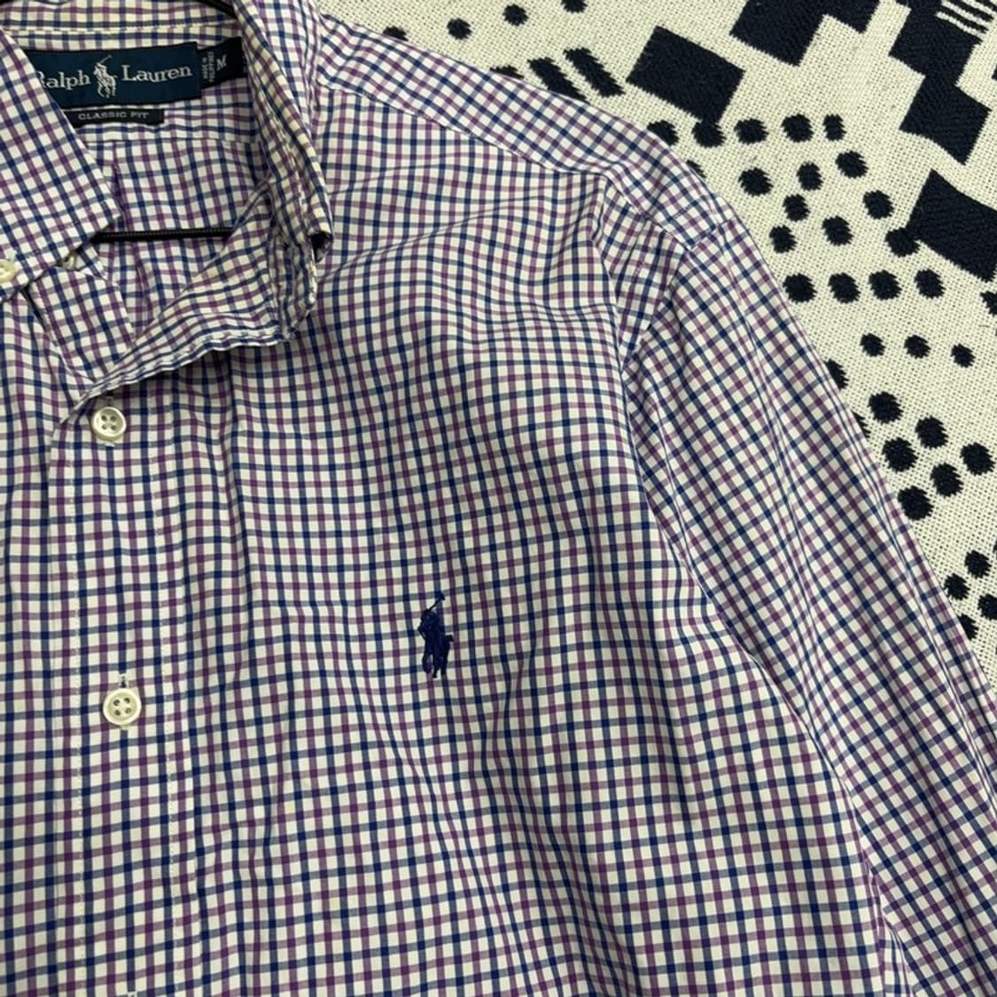 폴로 랄프로렌 클래식핏 자수로고 오버핏 체크 셔츠 M P00025 상품이미지2