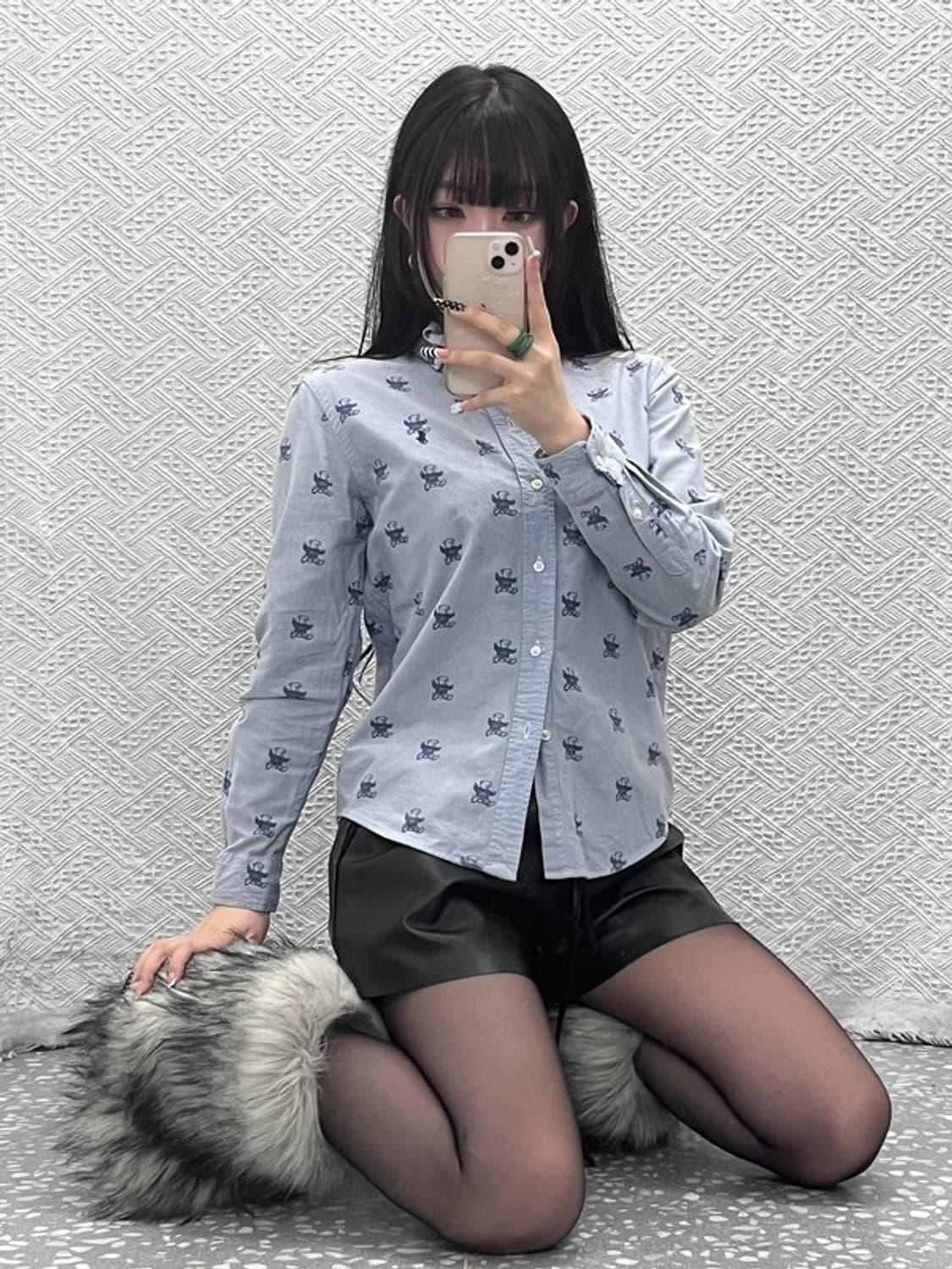 폴로 랄프로렌 빈티지 컨트리 키치 베어 패턴 셔츠 95 C10183 상품이미지1