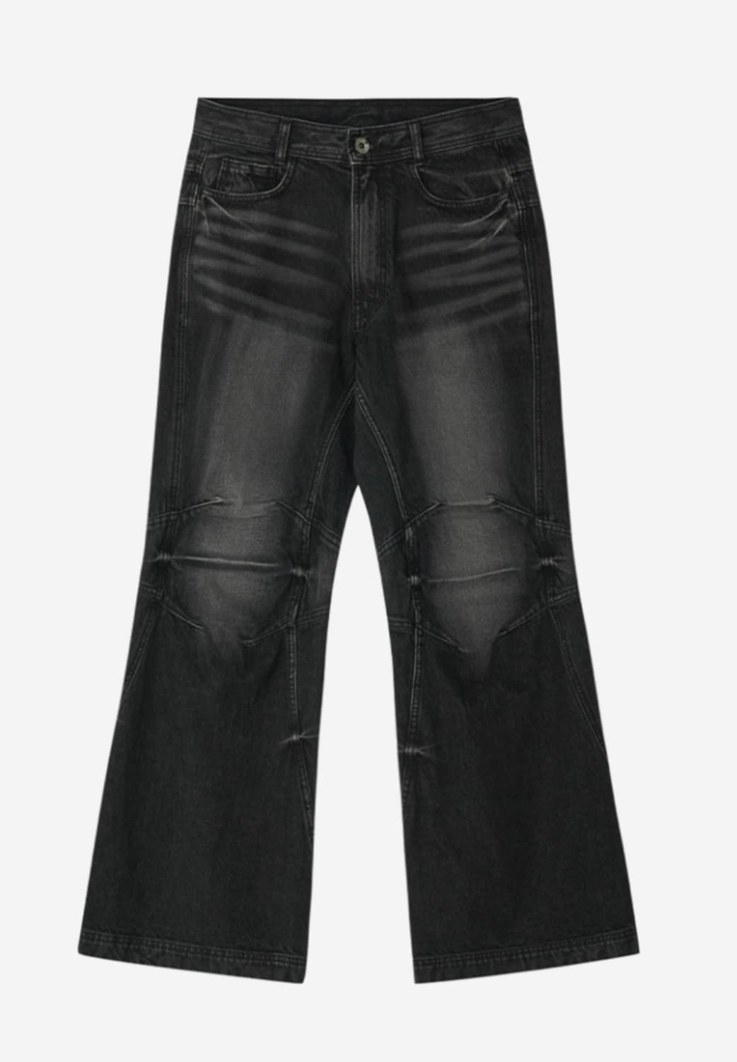 비엘알 더블 요크 바이커 워싱 데님 팬츠 블랙 상품이미지1