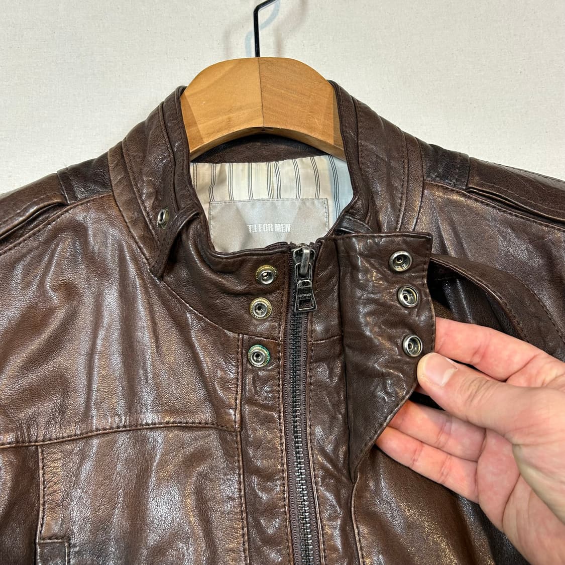 M) T.I FOR MEN 램스킨 레더 양가죽 자켓 브라운 상품이미지4