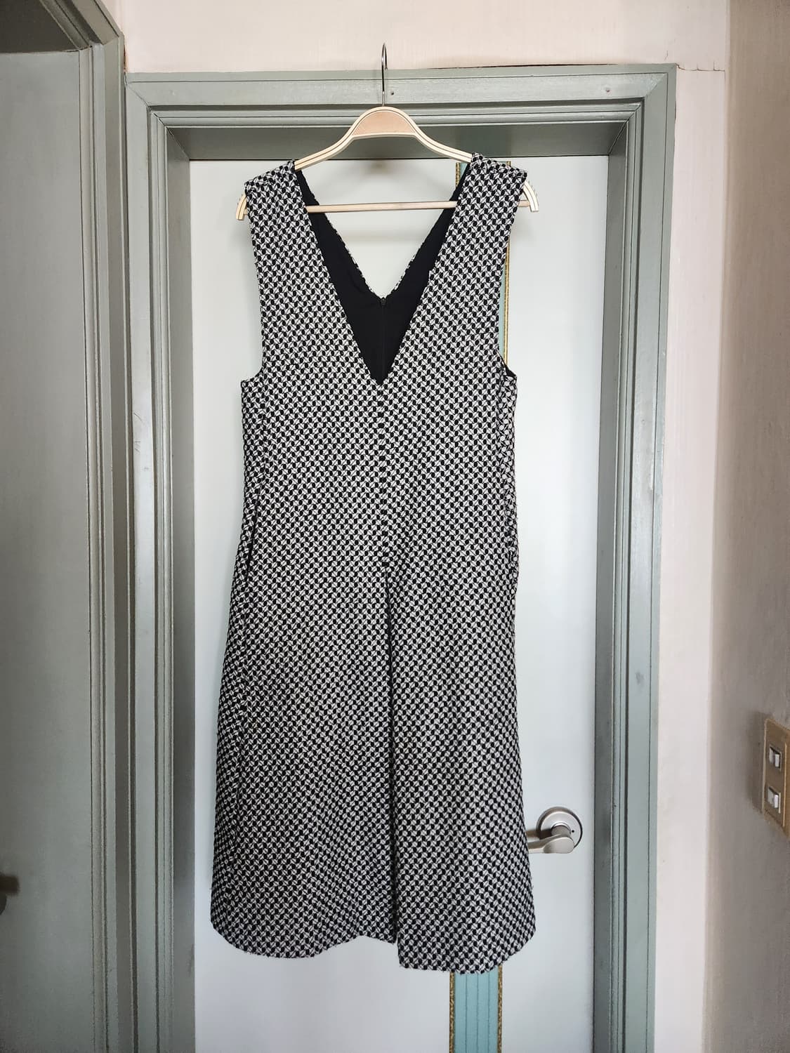 제로스트릿 브이넥 핀턱 트위드 원피스 상품이미지2