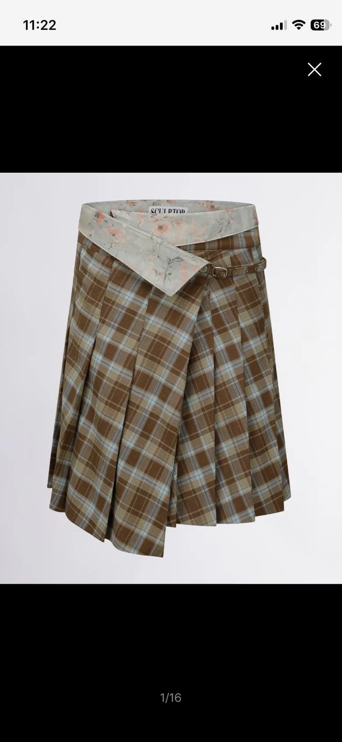 스컬프터 체크 미디 스커트 상품이미지1