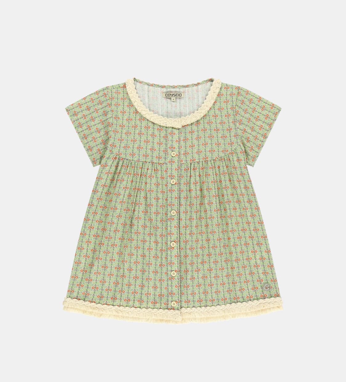 코이세이오 FRINGE SHIRRING BLOUSE LIGHT GREEN 상품이미지1