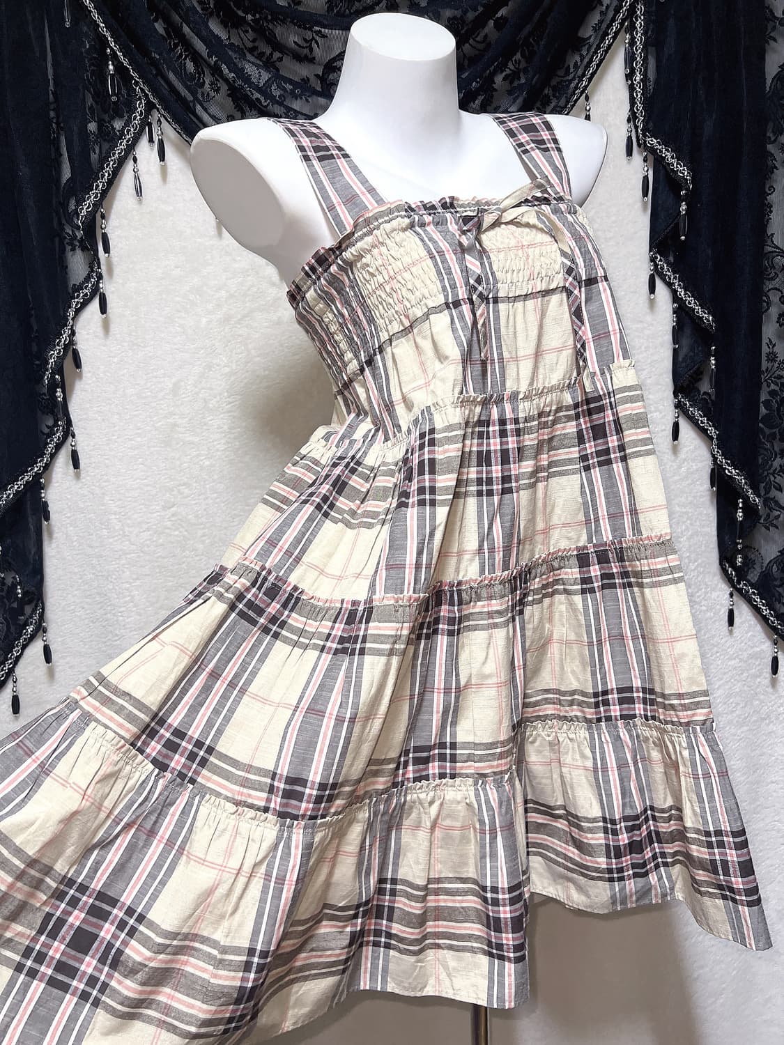 버버리 블루라벨 노바체크 나시 원피스 캉캉 롱스커트 라떼갸루 핀터 너드 상품이미지1