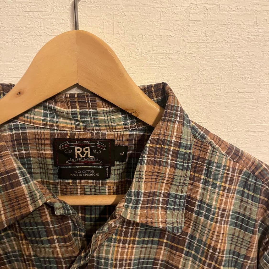 RRL 더블알엘 마드라스 체크 캠프 반팔 셔츠 브라운 카키 상품이미지2