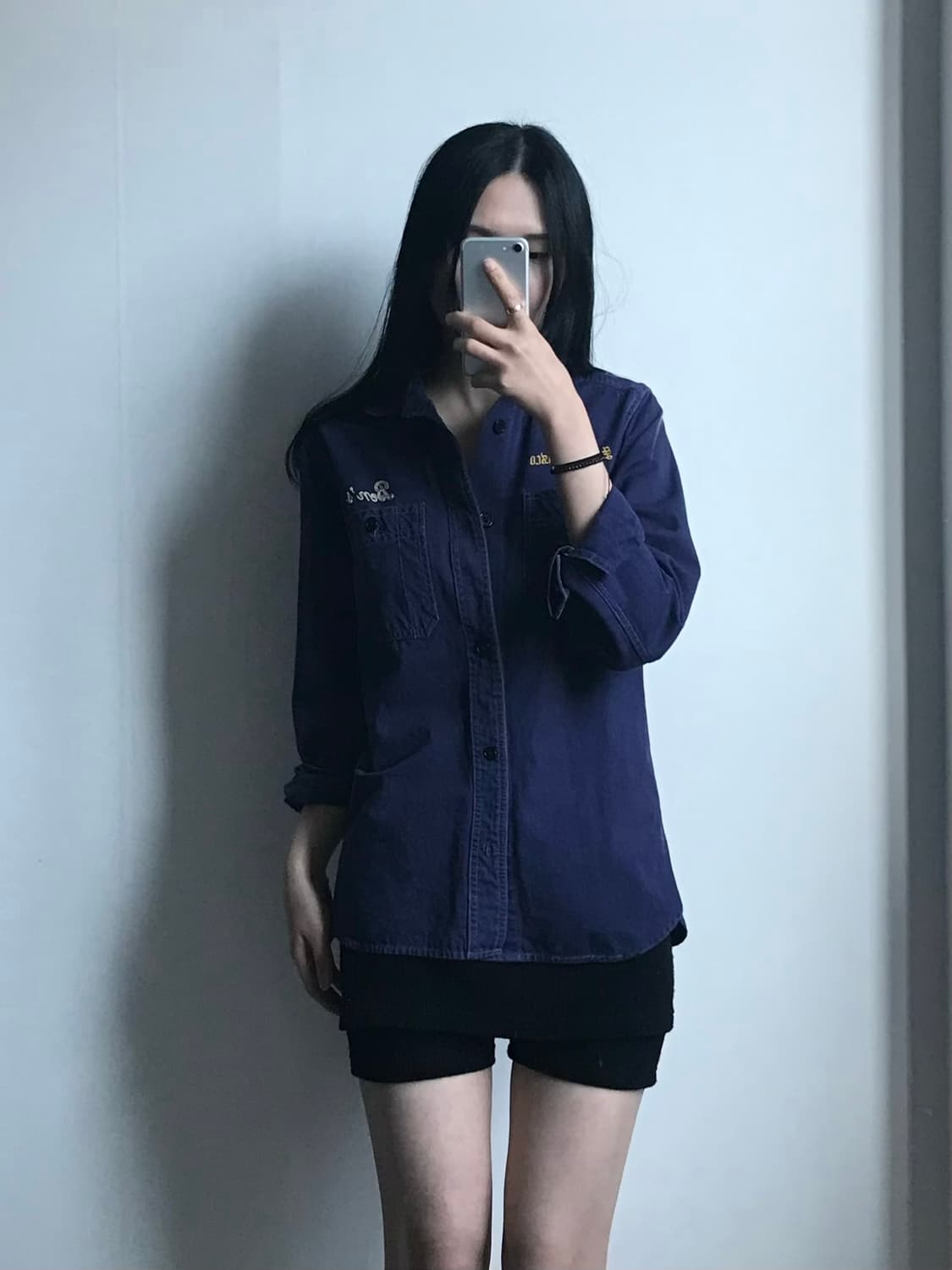 벤 데이비스 자수 빅로고 스티치 네이비 워크셔츠 상품이미지1