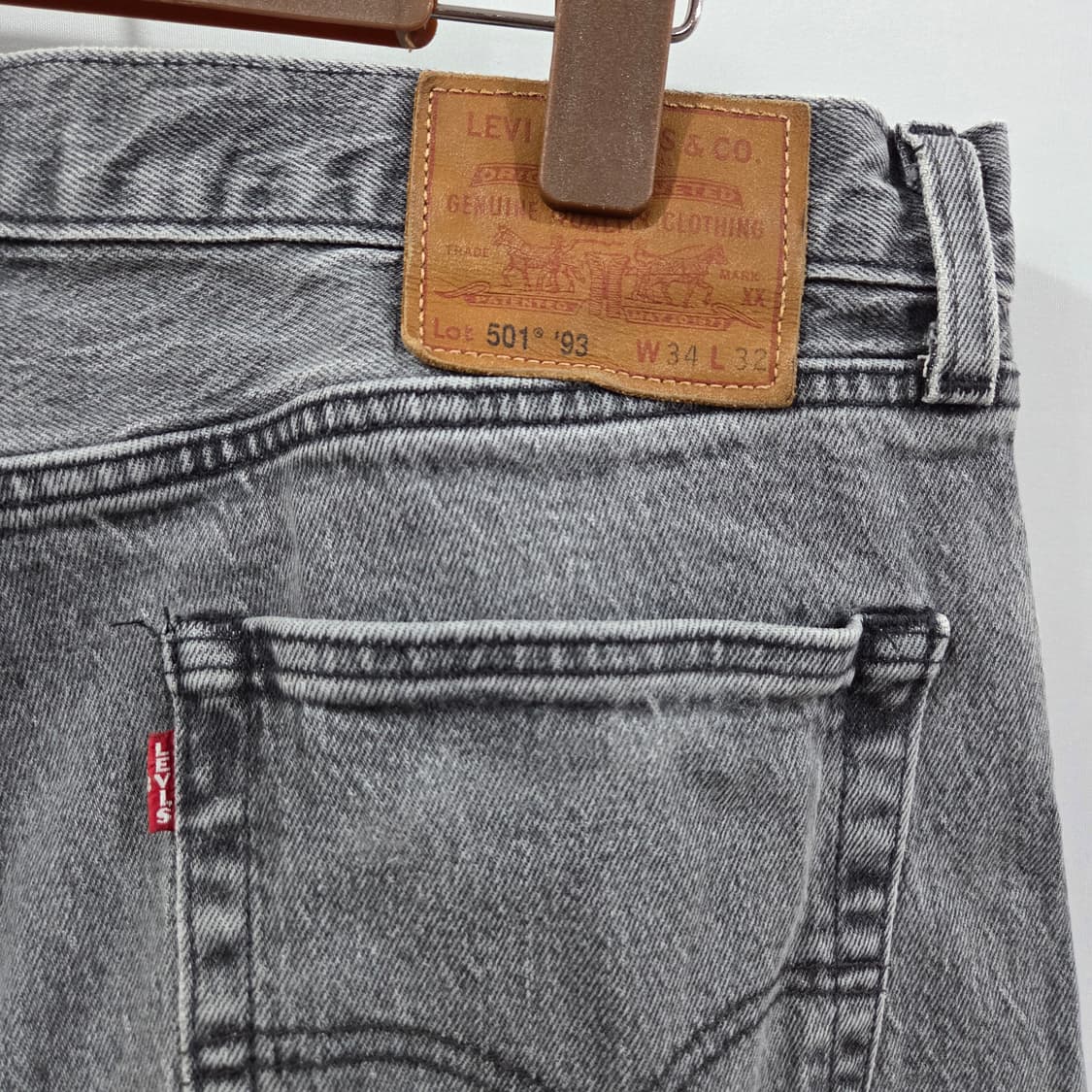 리바이스 501 93 빅E 프리미엄 흑청 데님팬츠 34/32  상품이미지4