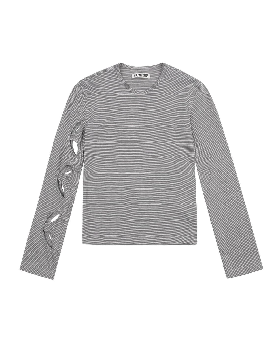 Pink & Khaki Stripe Long Sleeve Cutout T 상품이미지1