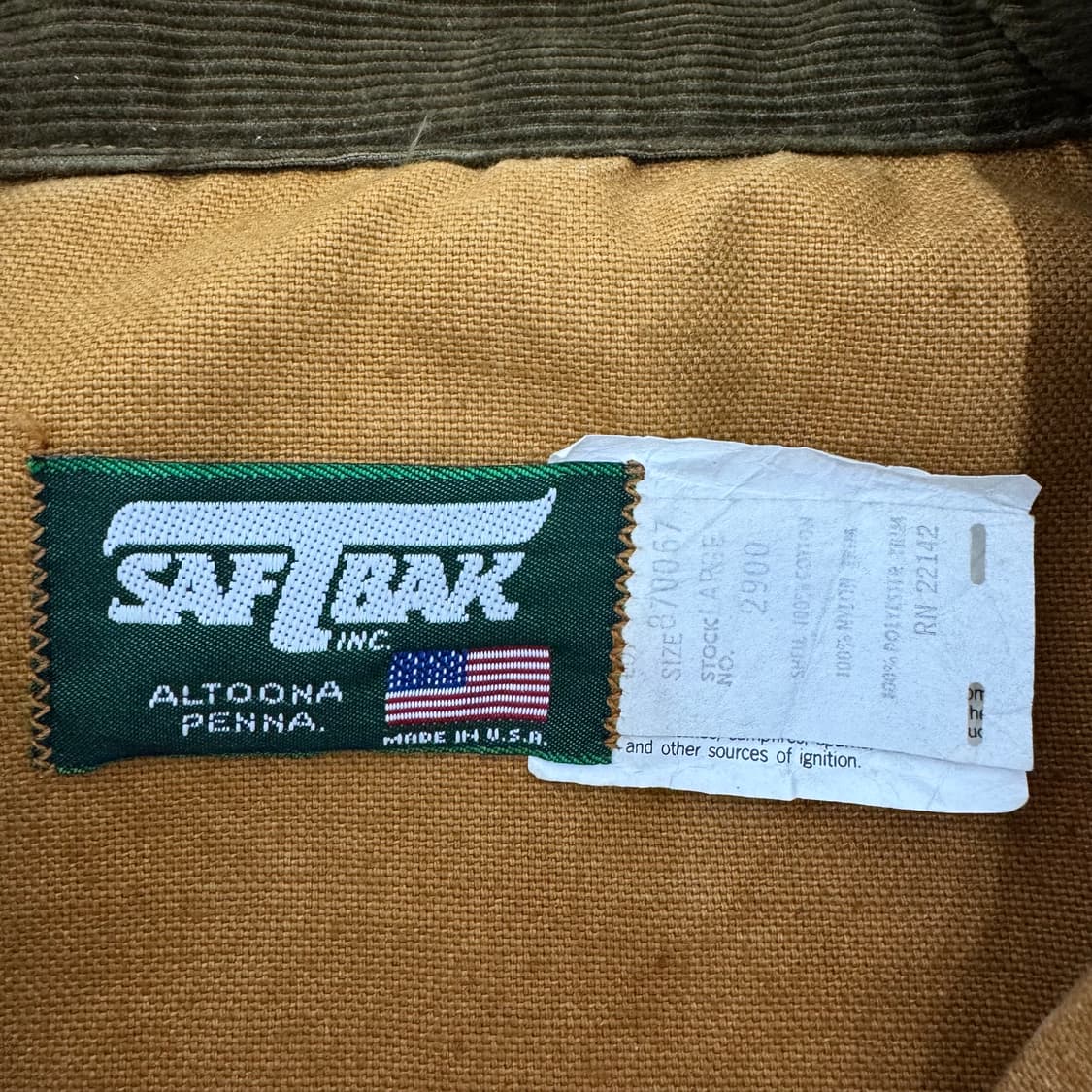 80s SAFTBAK 오리지널 덕캔버스 헌팅 자켓 made in USA  상품이미지8