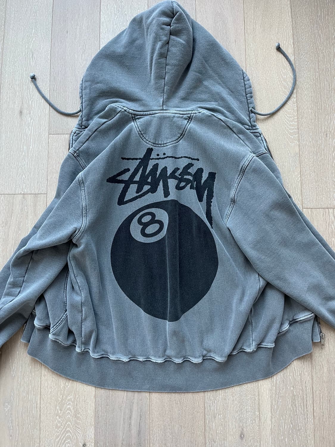 스투시 8볼 피그먼트 후드집업 블랙 s size 상품이미지3