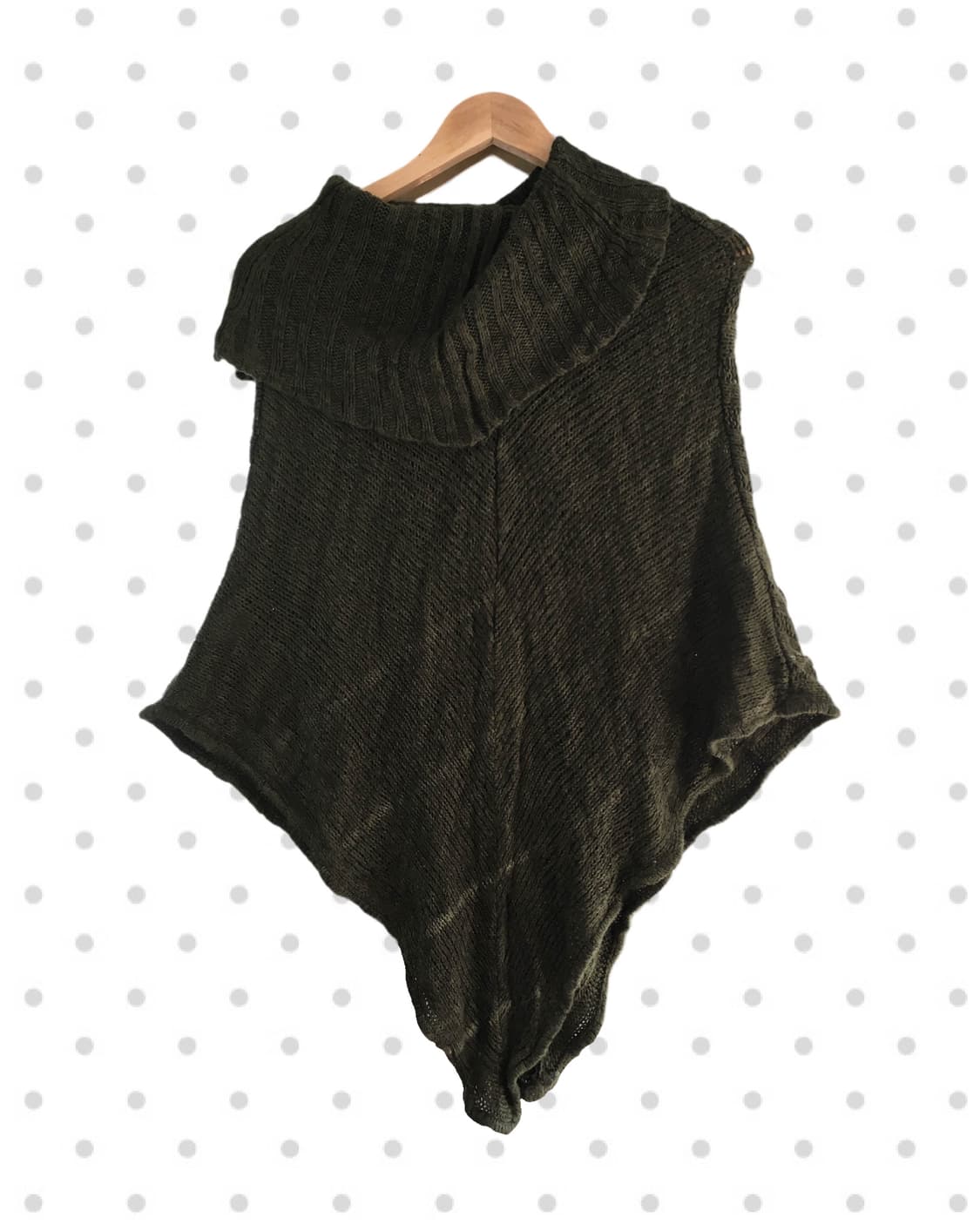 vintage cable knit turtleneck cape khaki 상품이미지7