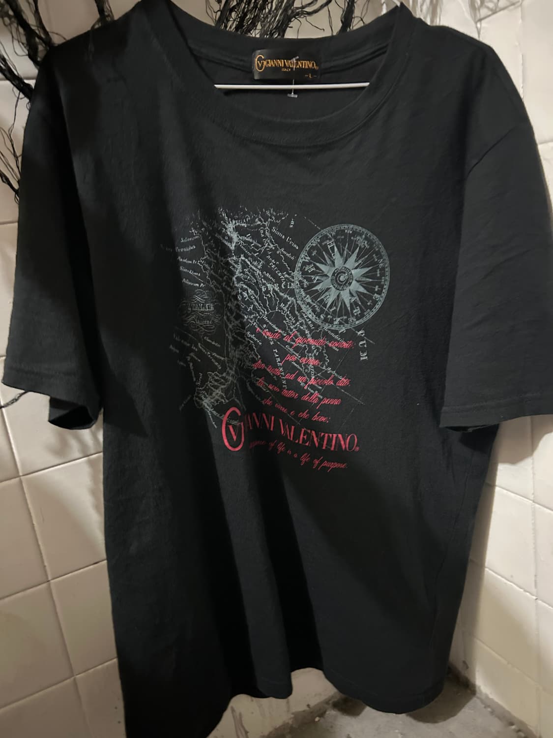 빈티지 90s Gianni Valentino 프린팅 락시크 블랙 티셔츠 상품이미지2