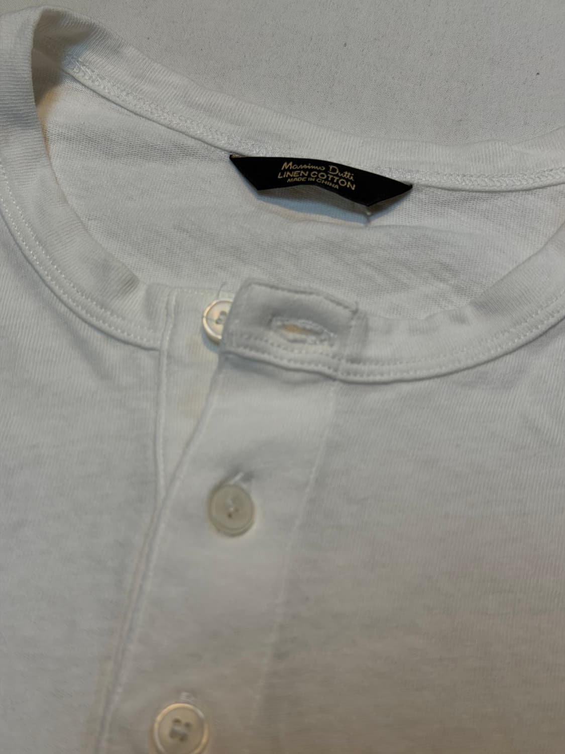 마시모두띠 린넨 코튼 헨리넥 반팔 티셔츠 화이트 상품이미지2