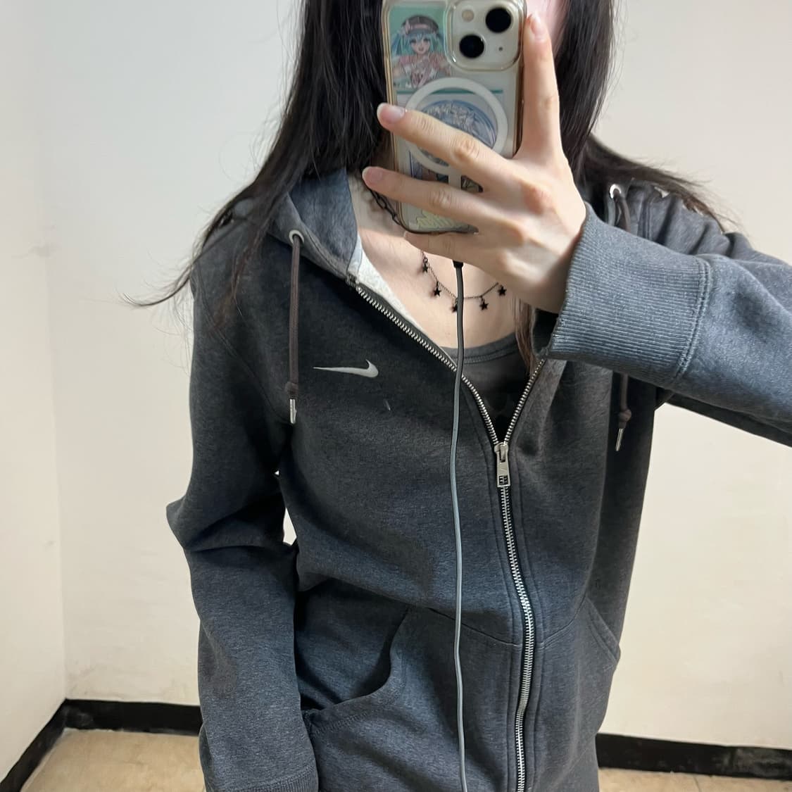 Nike charcoal grey hood zip-up 상품이미지3