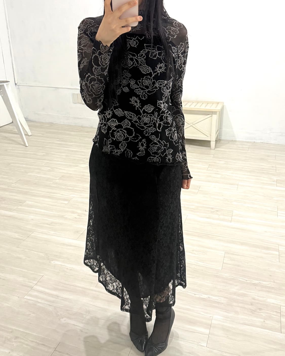Black Oriental Mesh Top 상품이미지6