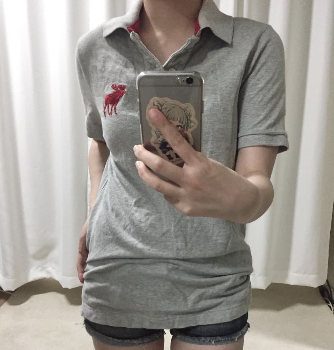 아베크롬비 그레이 카라 반팔 티셔츠 상품이미지1