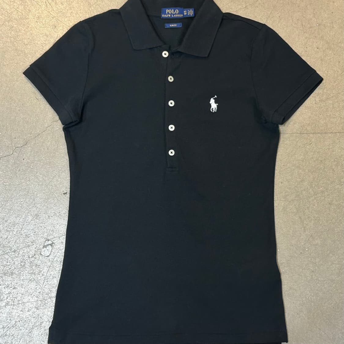 🫶🏻 폴로랄프로렌 Slim Fit 여성용 블랙 카라 반팔티 🫶🏻 상품이미지1