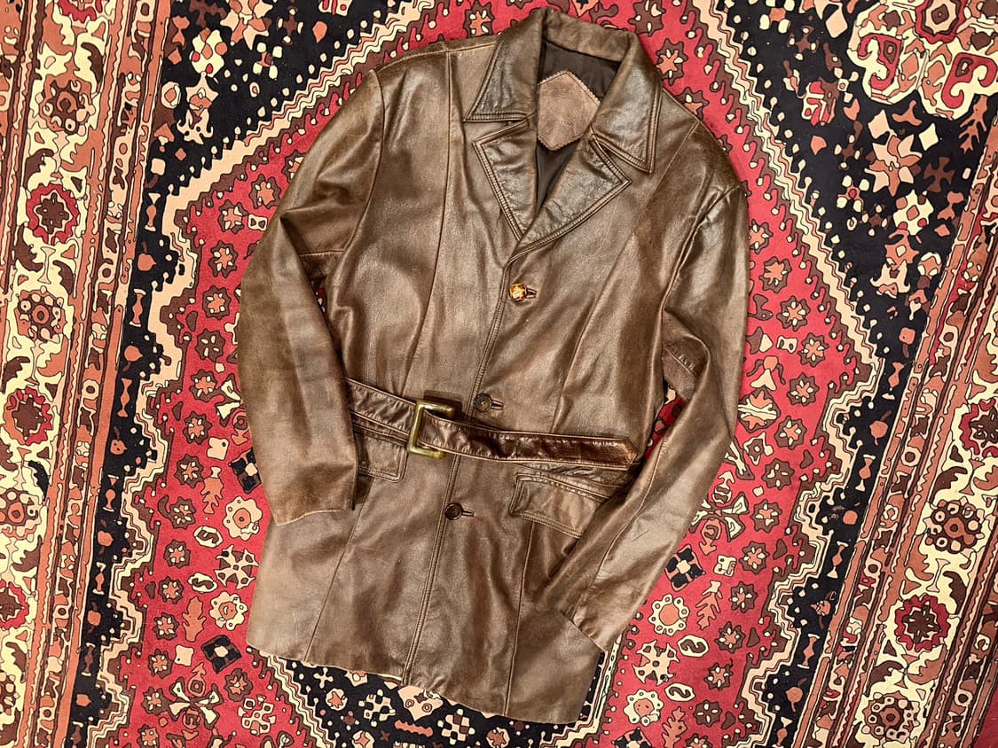 ( M-L ) 가죽코트 가죽카코트 워크웨어 아메카지 가죽자켓 상품이미지1