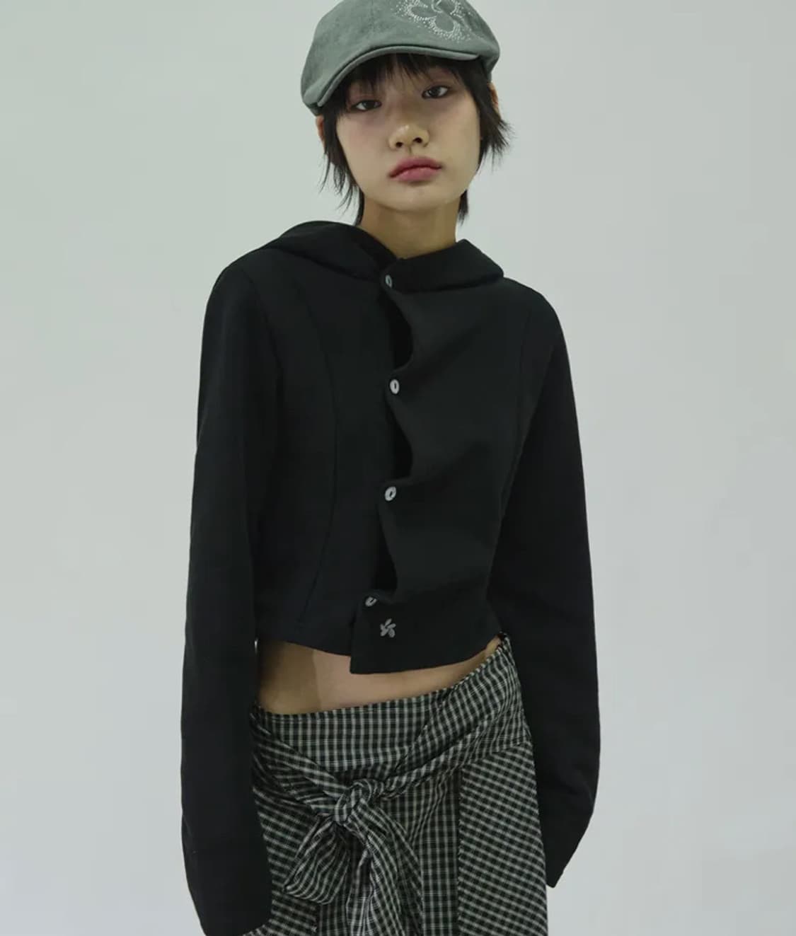 슬릭글로우 스몰 로고 사이트 버튼 셔링 후드 탑 상품이미지1