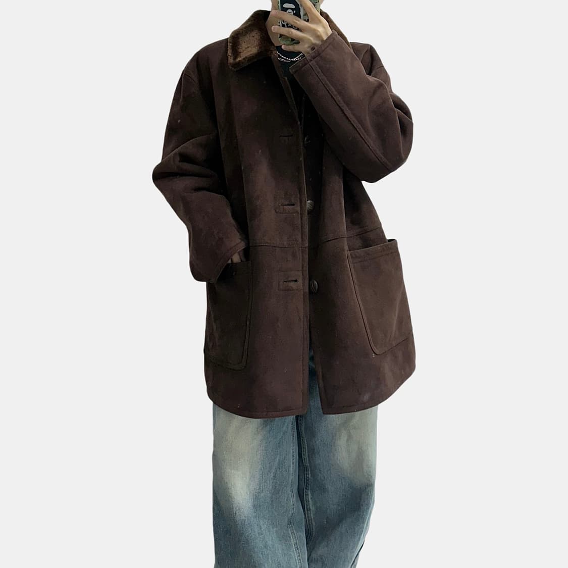 마르코폴로 marco polo 인조 스웨이드 퍼 카라 자켓 상품이미지3