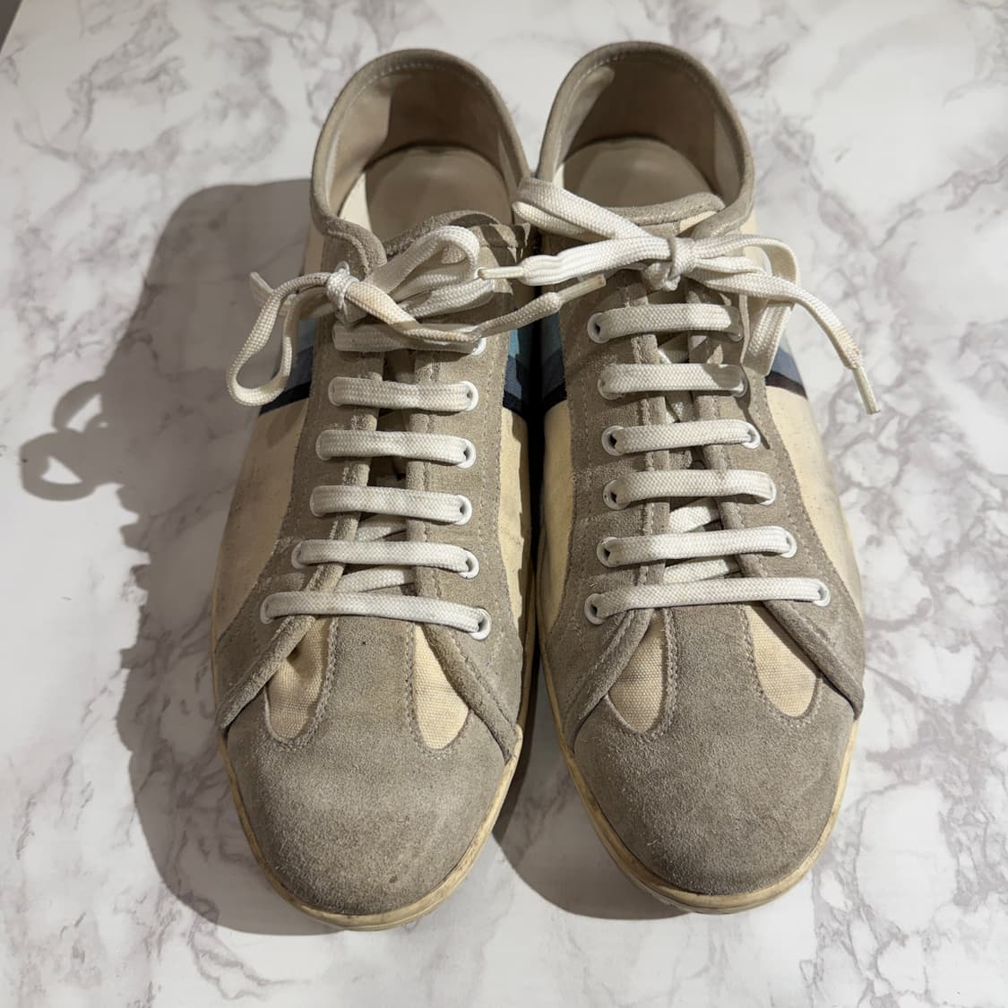 Louis Vuitton 루이비통 캔버스 스웨이드 스니커즈 7.5 상품이미지1
