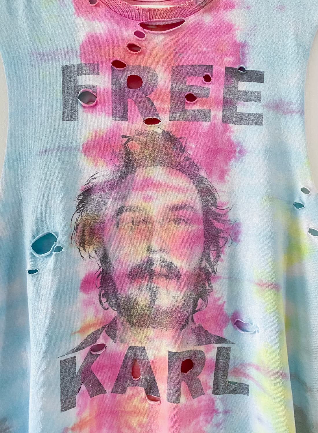 FREE KARL 타이다이 디스트로이드 컷오프 슬리브리스 나시티 상품이미지5