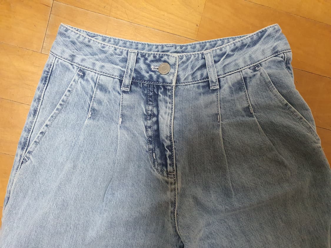 리스트 핀턱 워싱 와이드 데님 팬츠 청바지 상품이미지3