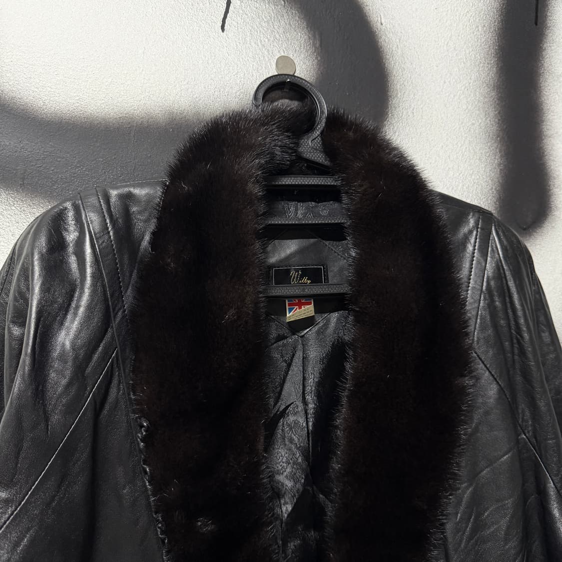VTG 빈티지 퍼 트리밍 100% 쉽스킨 양가죽 싱글 코트 자켓 상품이미지3